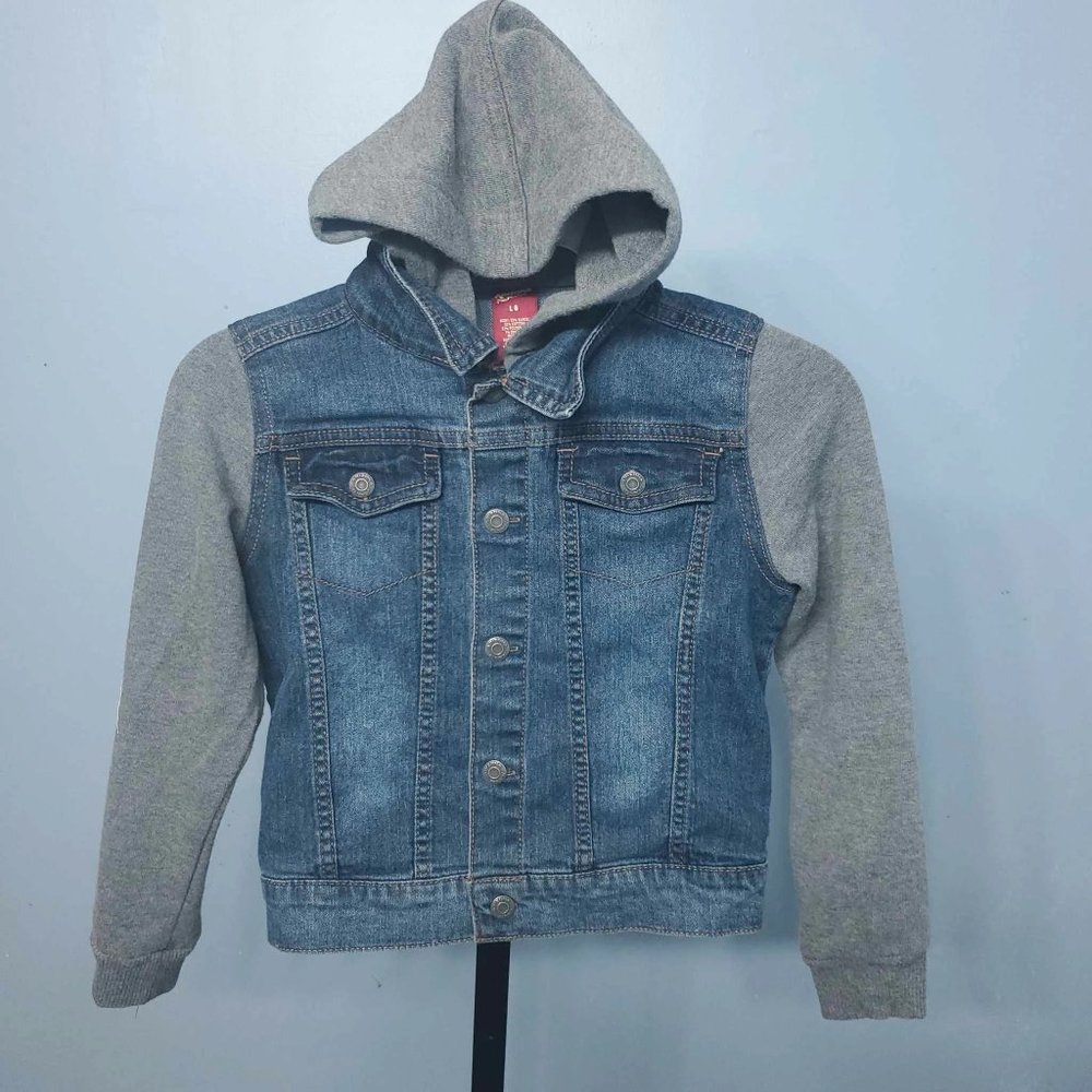 Arizona Jean Co Girls Demin Jean Jacket Button Up Front Pockets Hoodie |Size: L6